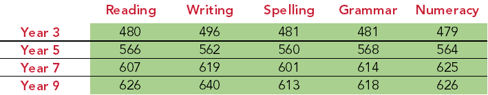 NAPLAN results show that in every assessment category students performed well above Australian students.
